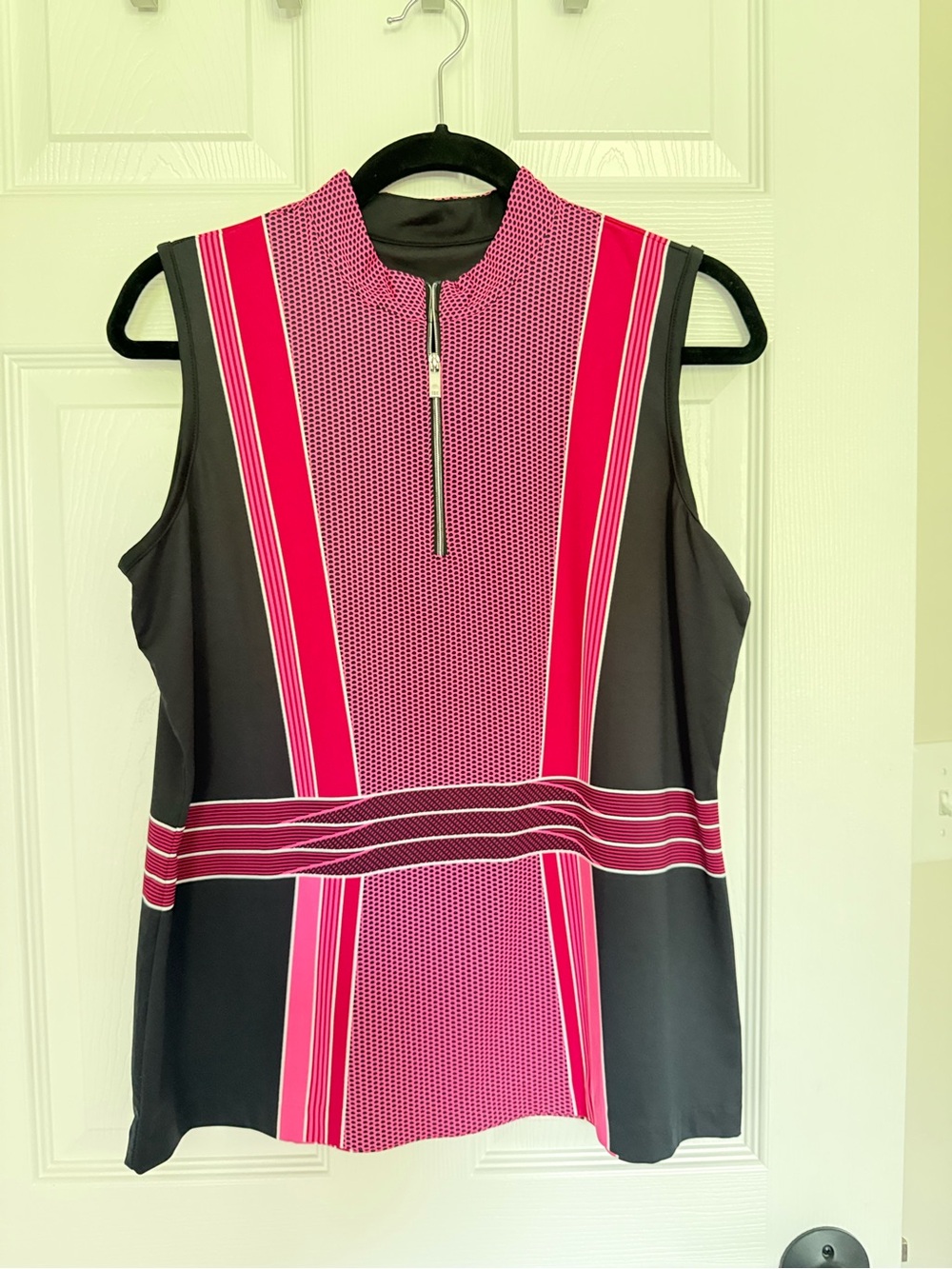 Tail Pink & Black Sleeveless Zip-Front Athletic Golf polo size large